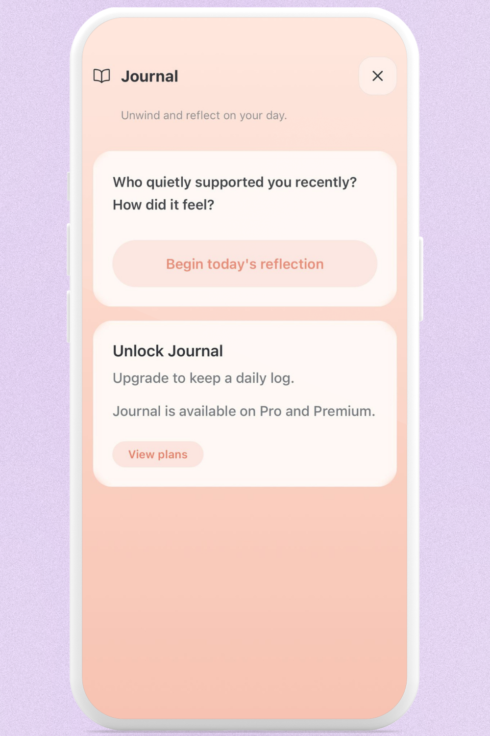 Journal feature screenshot